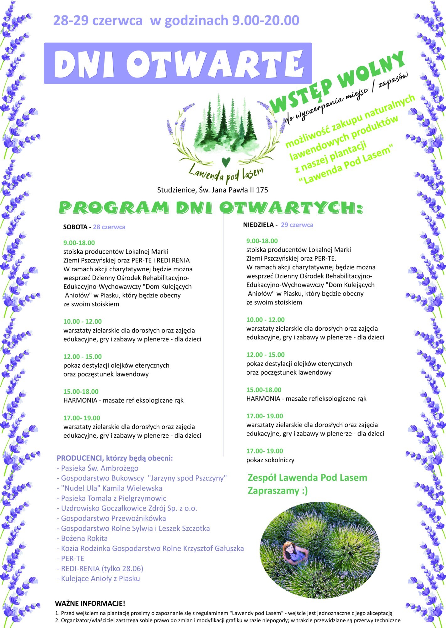 Plakat Dni Otwartych Lawendy pod lasem