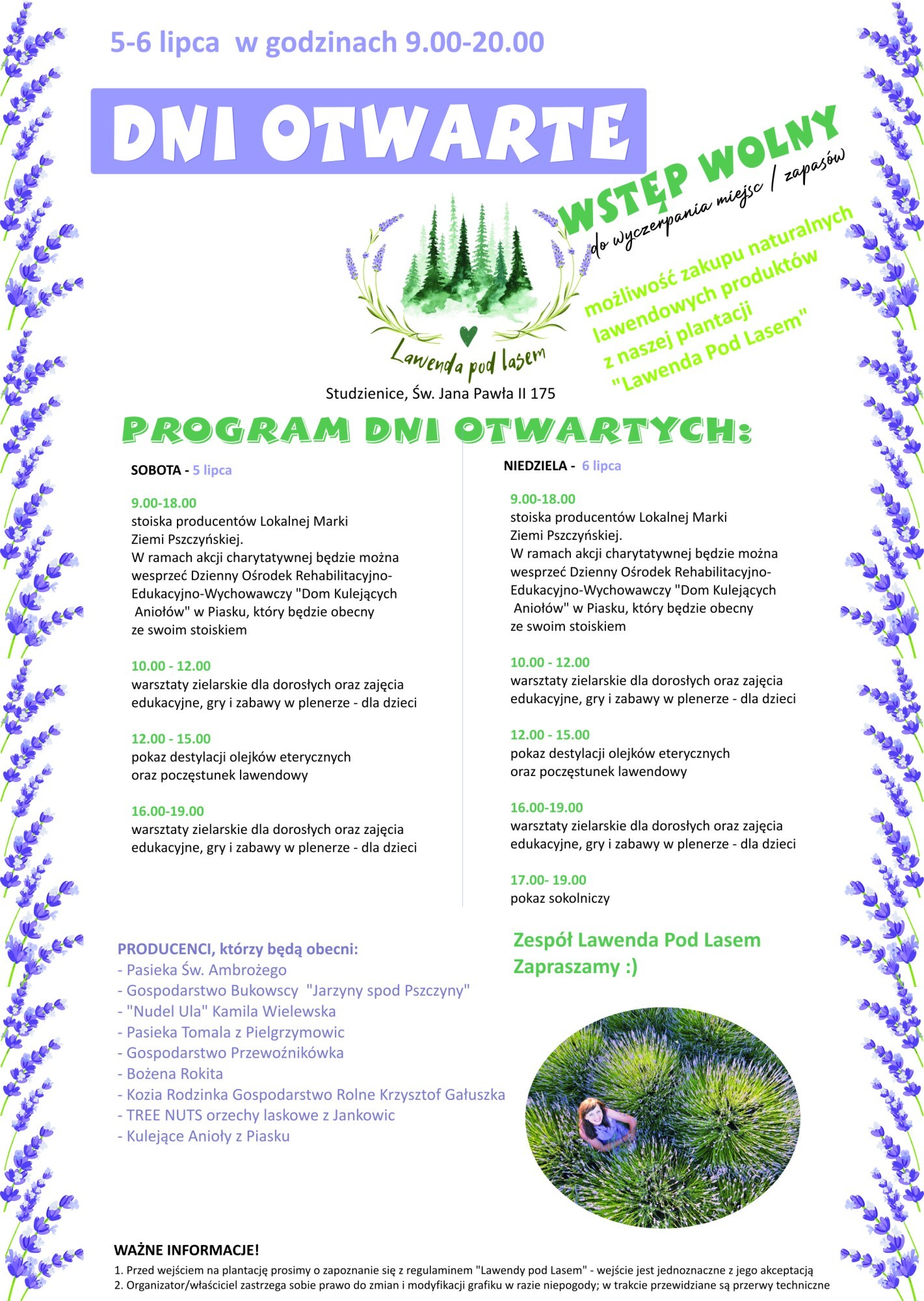 Plakat Dni Otwartych Lawendy pod lasem